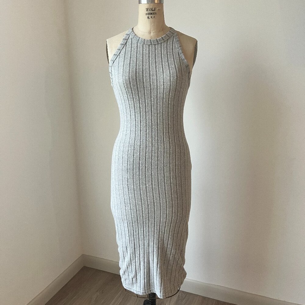 Gray Ribbed Knit Maxi Dress Size Small (New/Unworn)